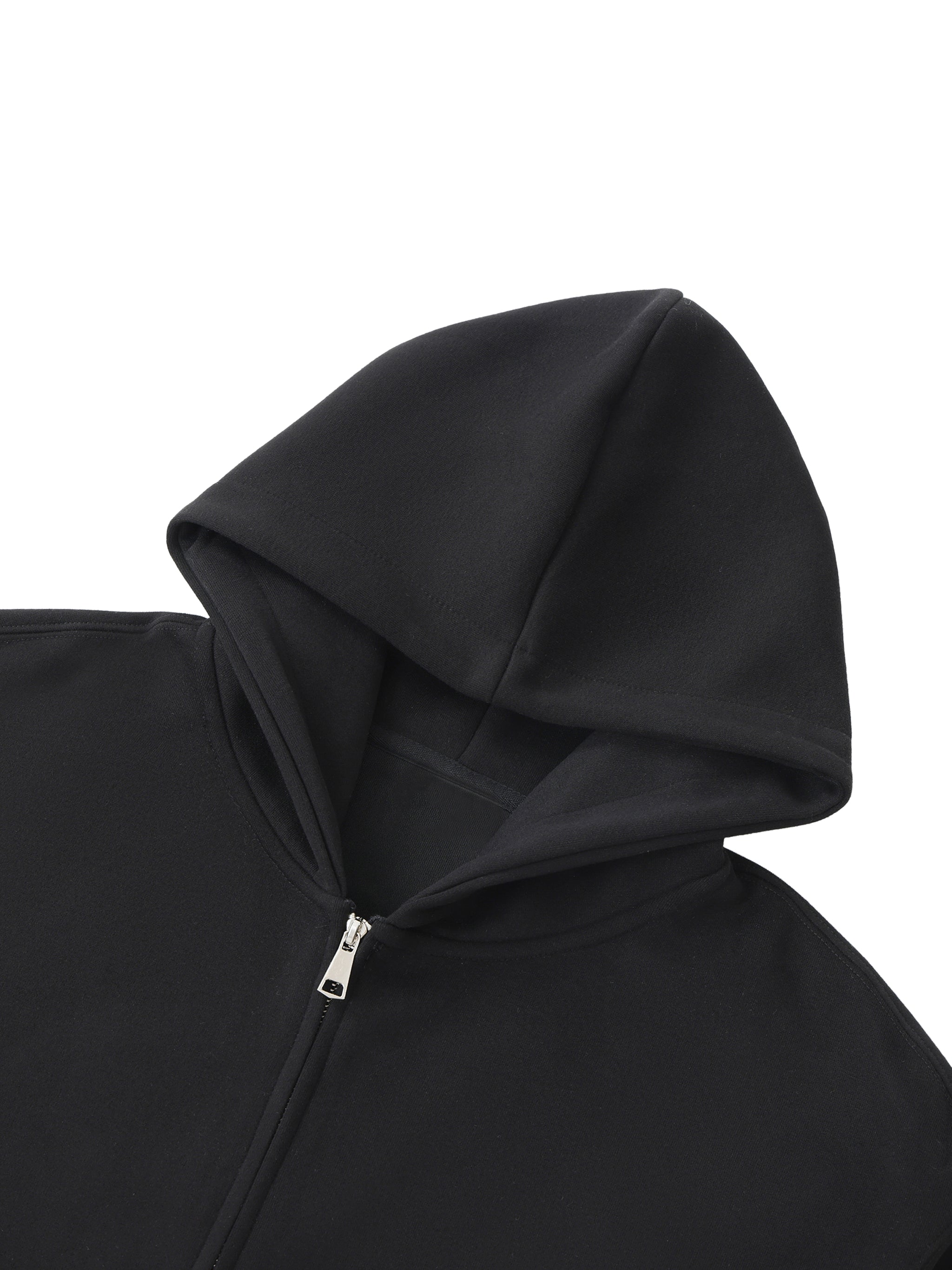 ollective Consciousness Heavyweight Hoodie — close up detail, premium quality stitching
