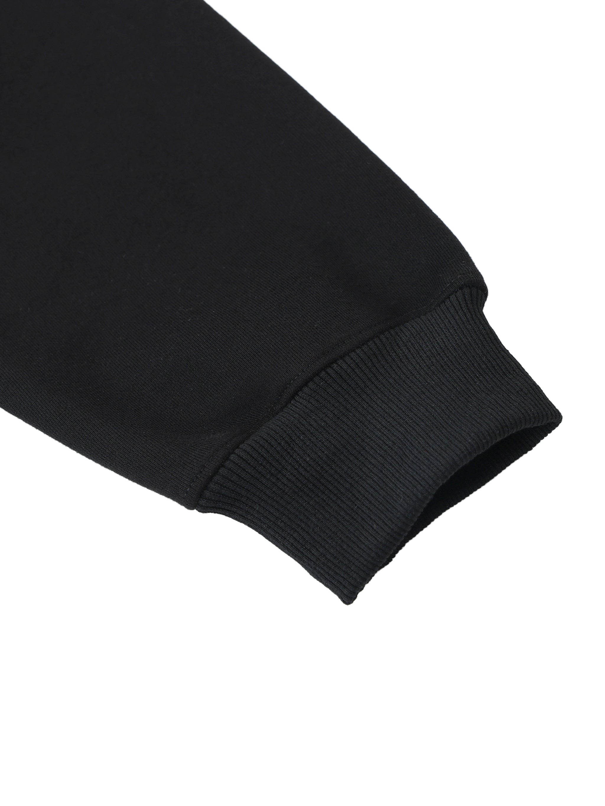 Close-up of a black sleeve on a white background